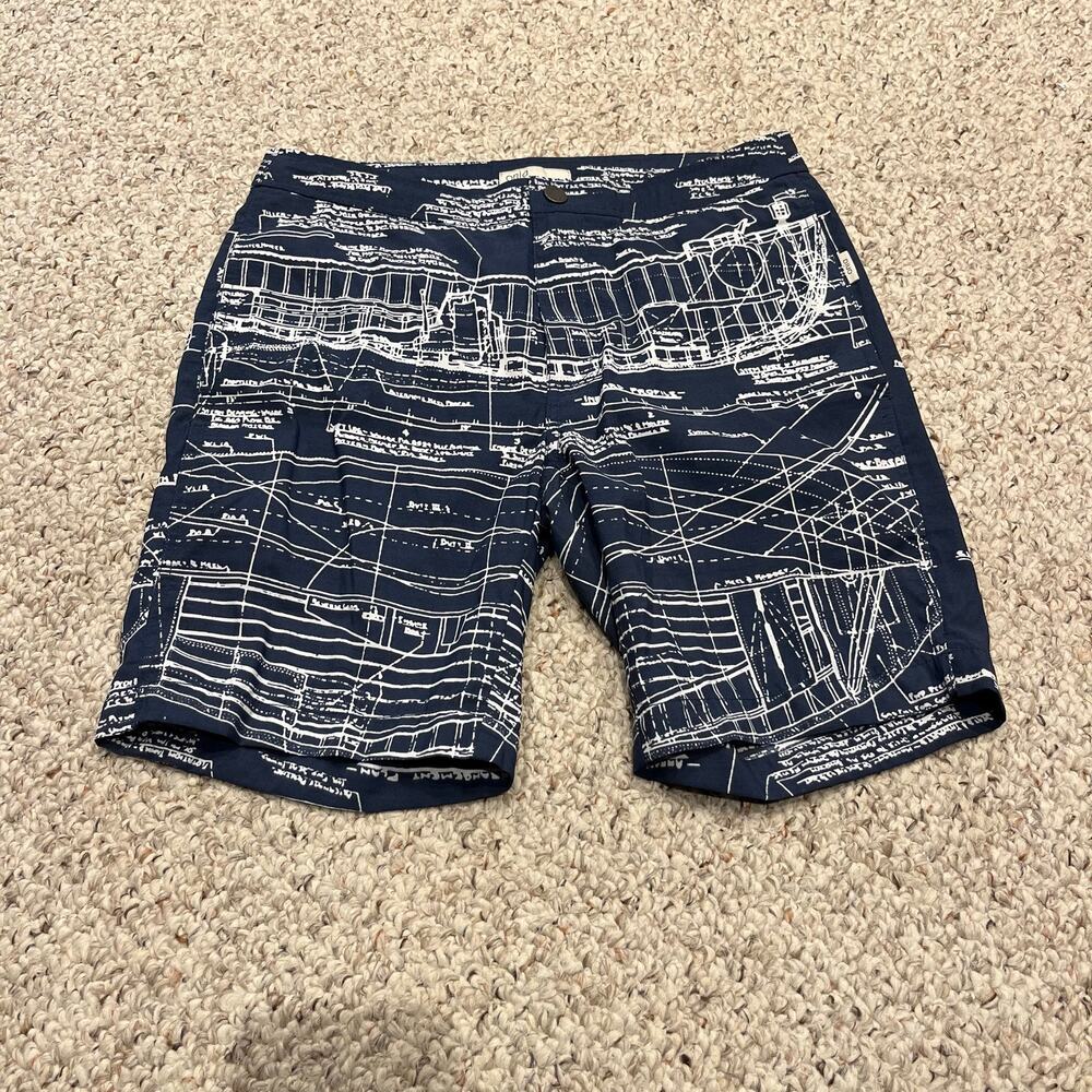 Onia Calder Mens Swim Trunks 29 Nautical Print Beach 7.5" Inseam Vacation